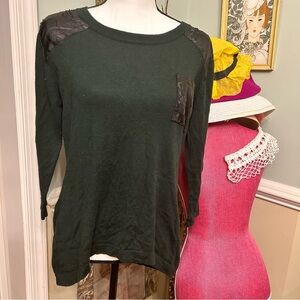 Belldini distressed faux leather black grey shoulder epaulets hunter dark green